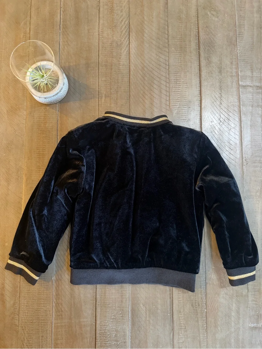 Gymboree Black Velvet Bomber Jacket with Gold Trim